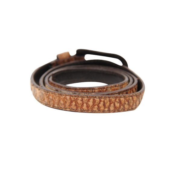 Prada Womens Vintage Python Skinny Belt 85 Brown Tan Exotic Leather Waist Strap - Picture 3 of 10